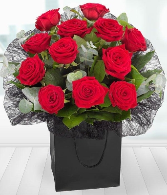 A Dozen Red Long Stem  Roses Gift Box*