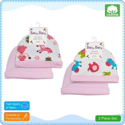 2 Pack Twin Layer Baby Hat